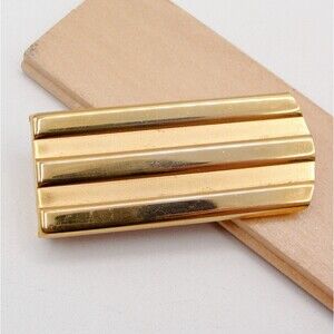Vintage Paul Sebastian PS Design For Men Gold Tone Ribbed Money Clip Holder MCM